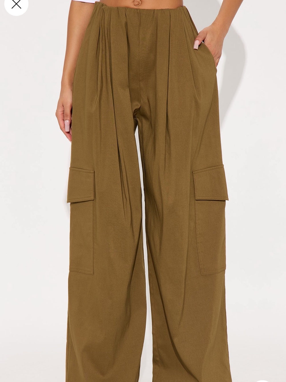 Fashion Nova Olive Wide-Leg Cargo Pants
